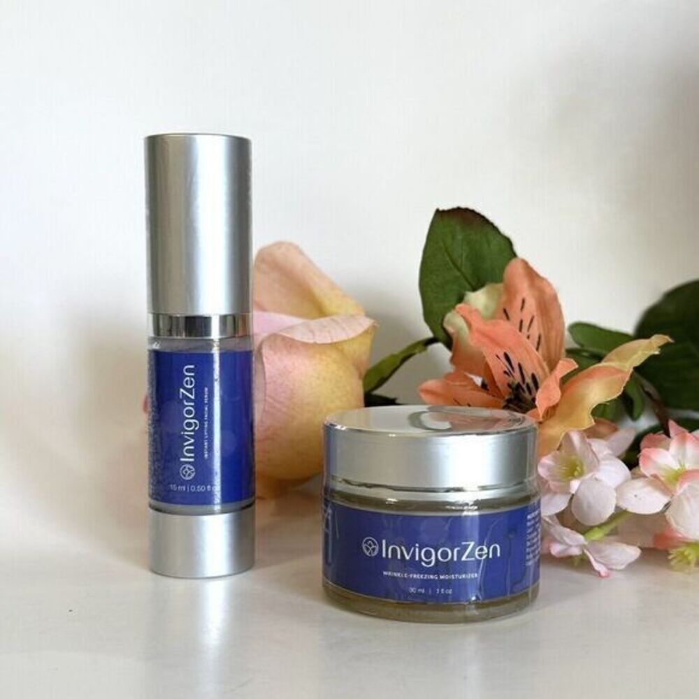 (NEW) InvigorZen‎ Wrinkle Freezing Moisture Cream 1 Oz &Facial Serum .50 Oz